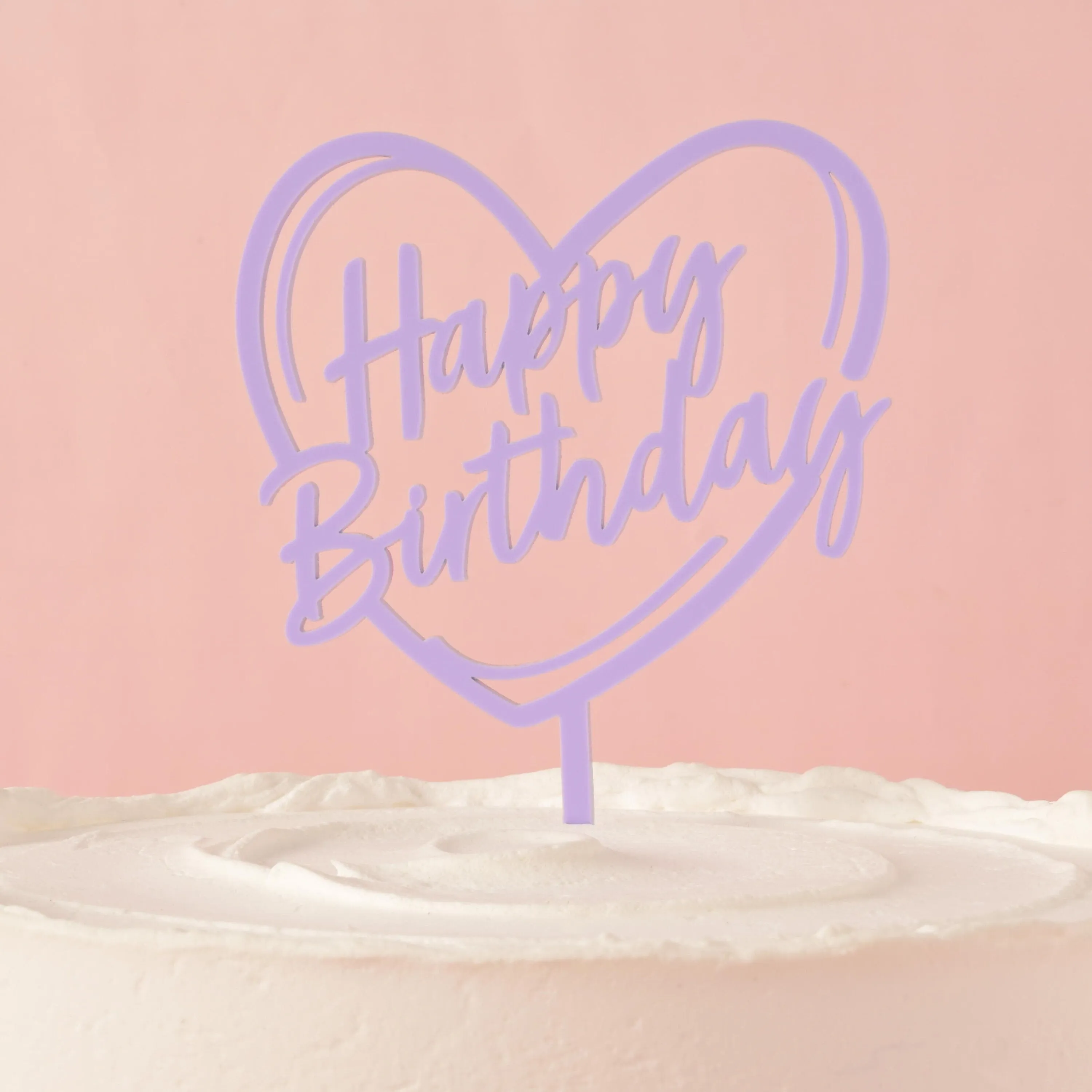 Happy Birthday Heart Cake Topper