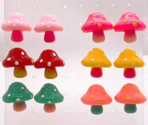 Instant Shipping! Retro Mushroom Stud Earrings (6 Colors)