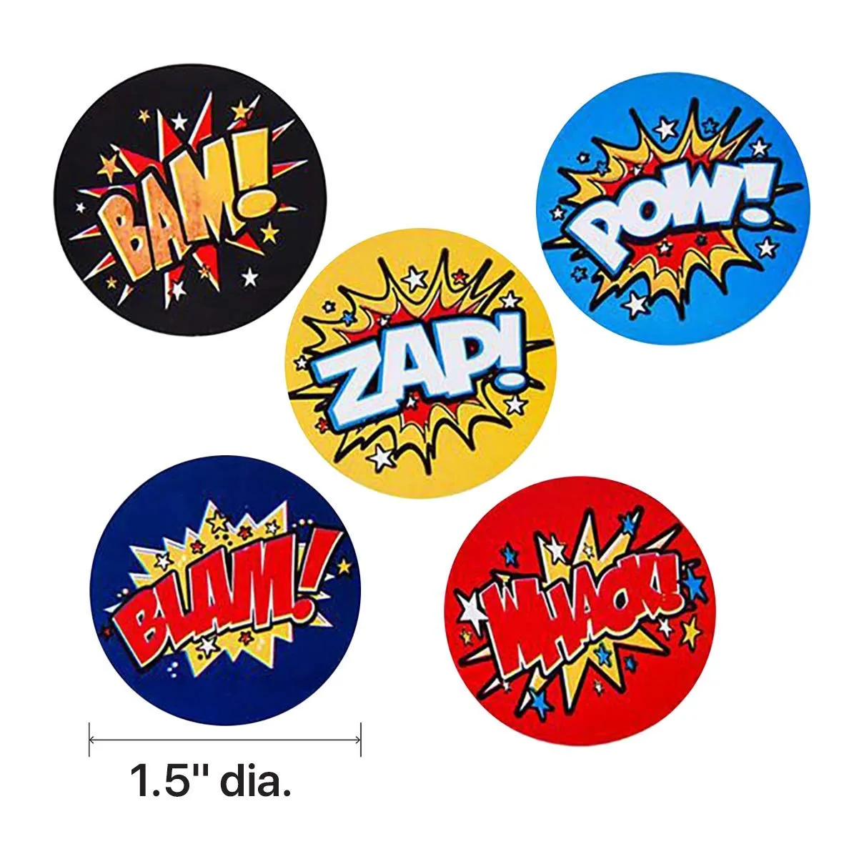 Kicko Superhero Stickers Roll for Kids - Assorted Word Cutouts Sheets - Party Favors, Game