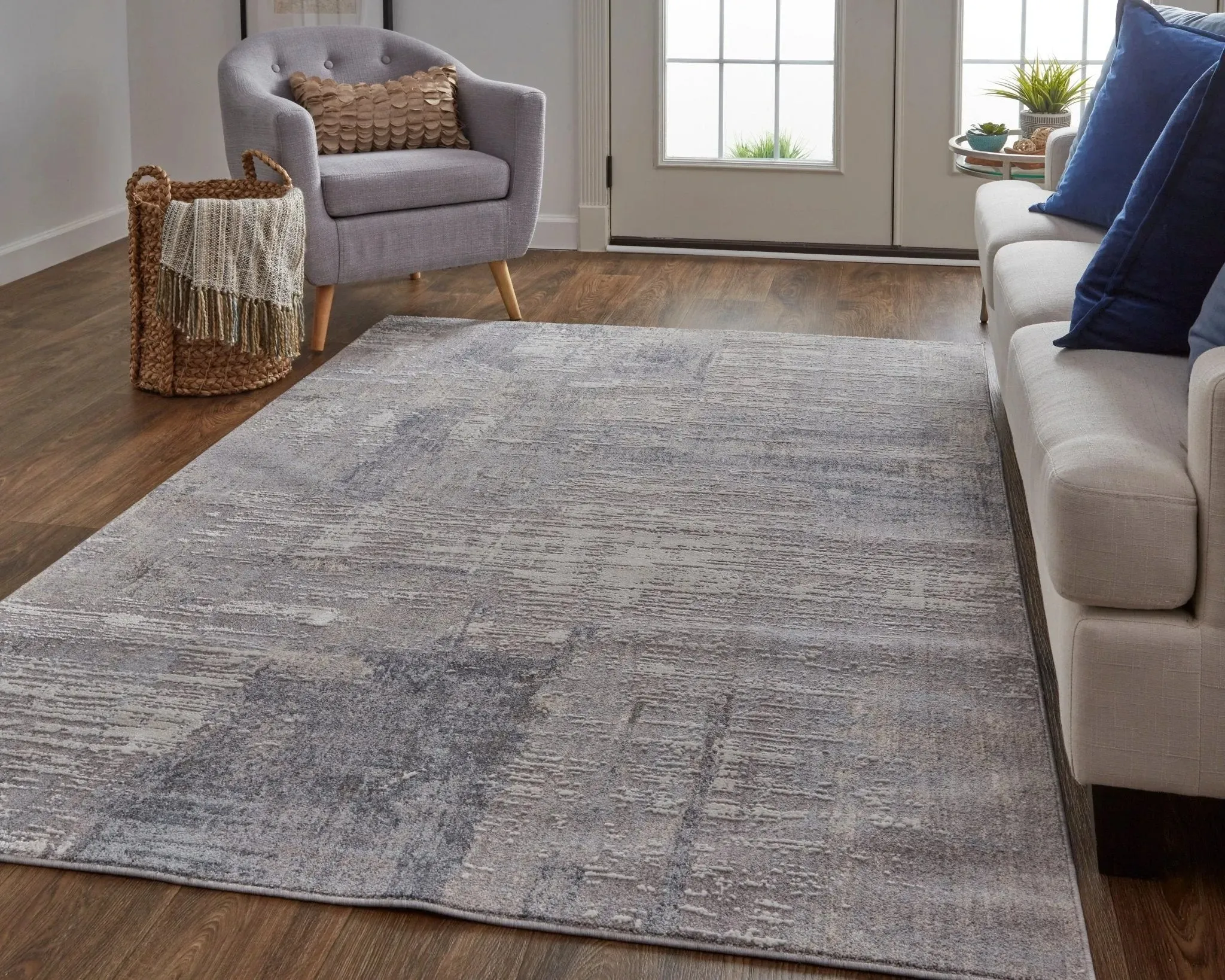 Lennon LEN39G1F Grey/Blue Rug