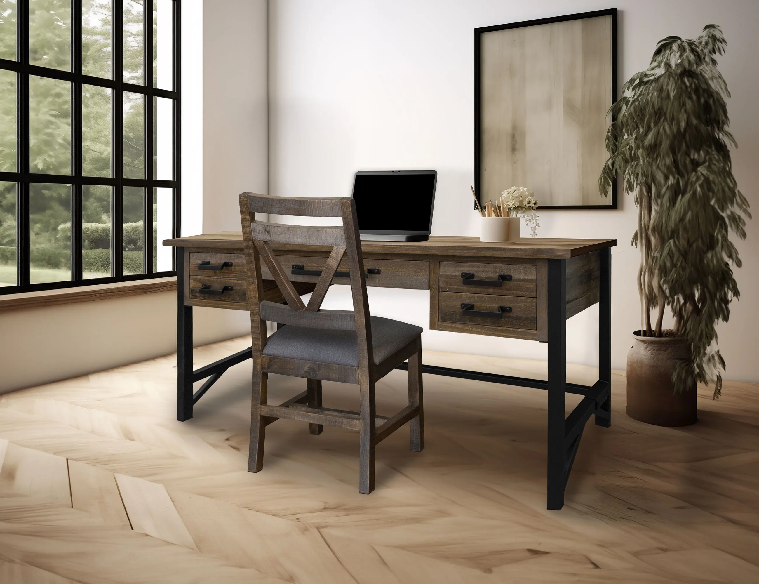 Loft Brown - Desk - Two Tone Gray / Brown