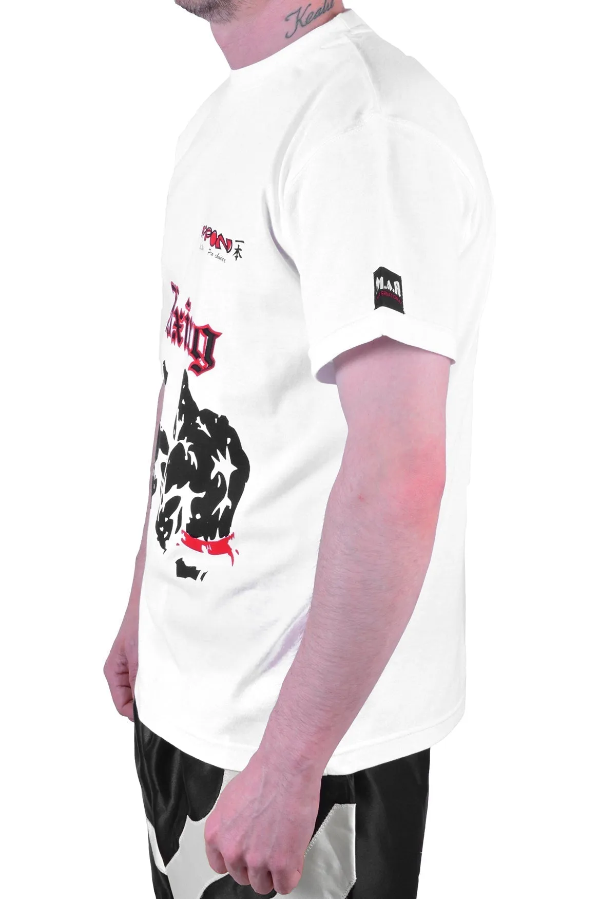 MAR-084B | White Round-Neck Boxing T-Shirt