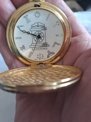 Masonic Pocket Watch Full Hunter Keystone Japanese Quartz