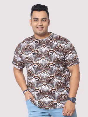 Men Plus Size Waves Abstract Digital Printed Round Neck T-Shirt