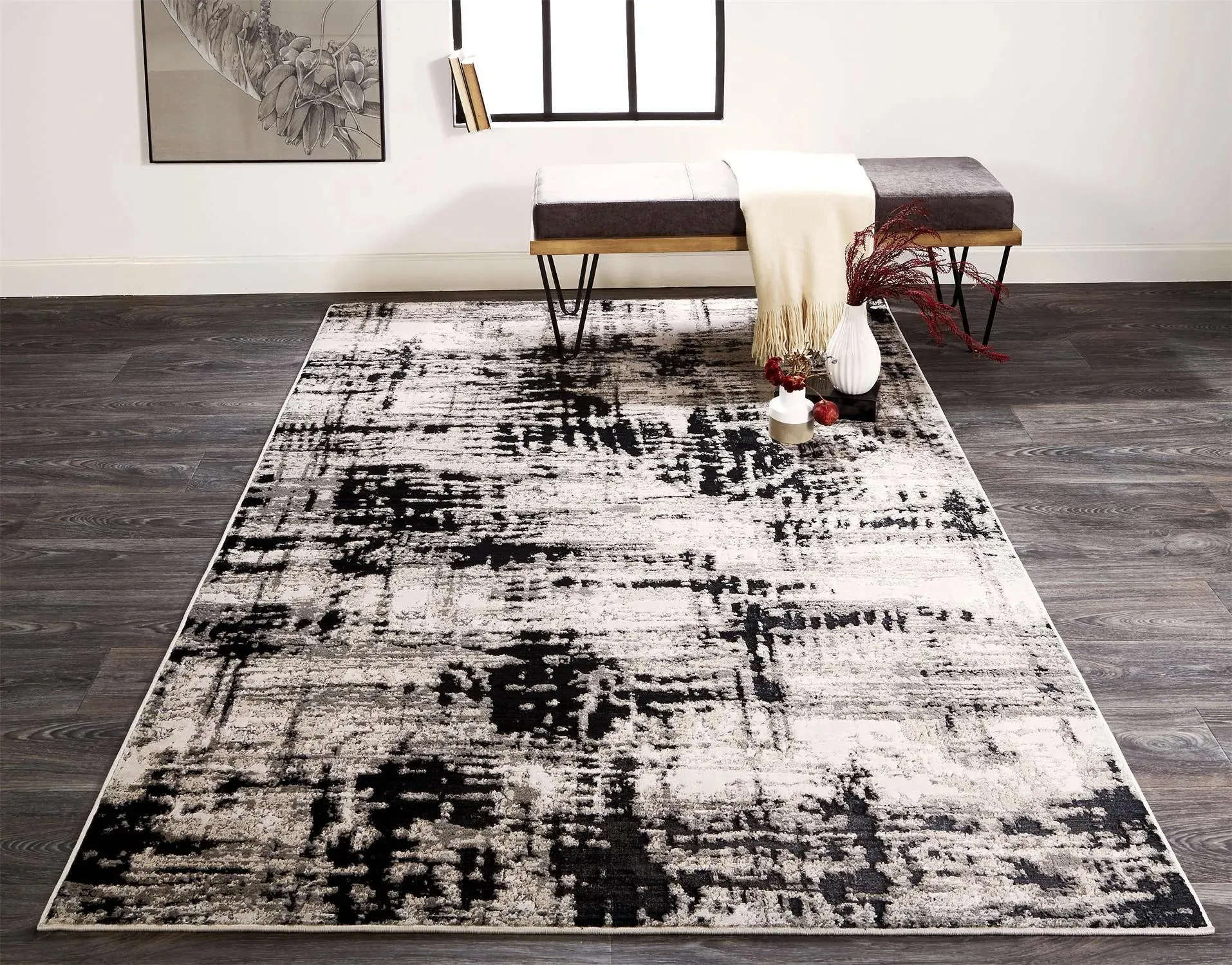 Micah 3339F Silver/Black Rug