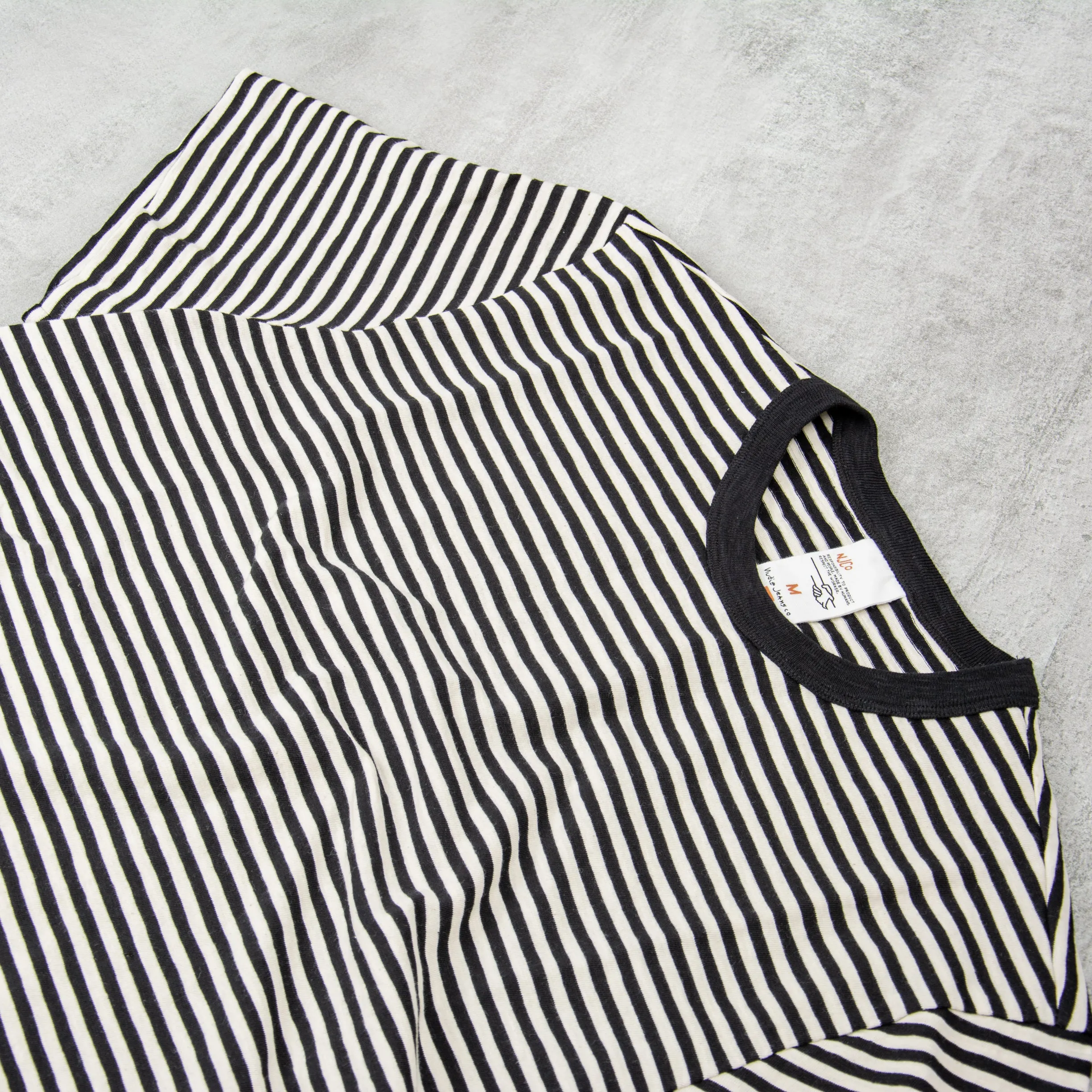 Nudie Roy Club Stripe Tee - Ecru / Black