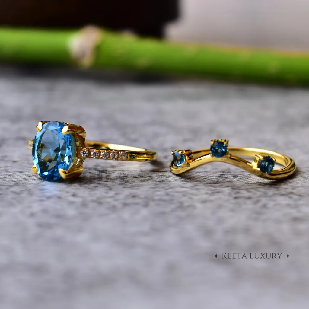 Oceanic Elegance - Blue Topaz Ring