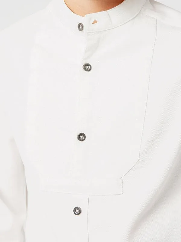 One Friday Off White Chinese Collar Shirt