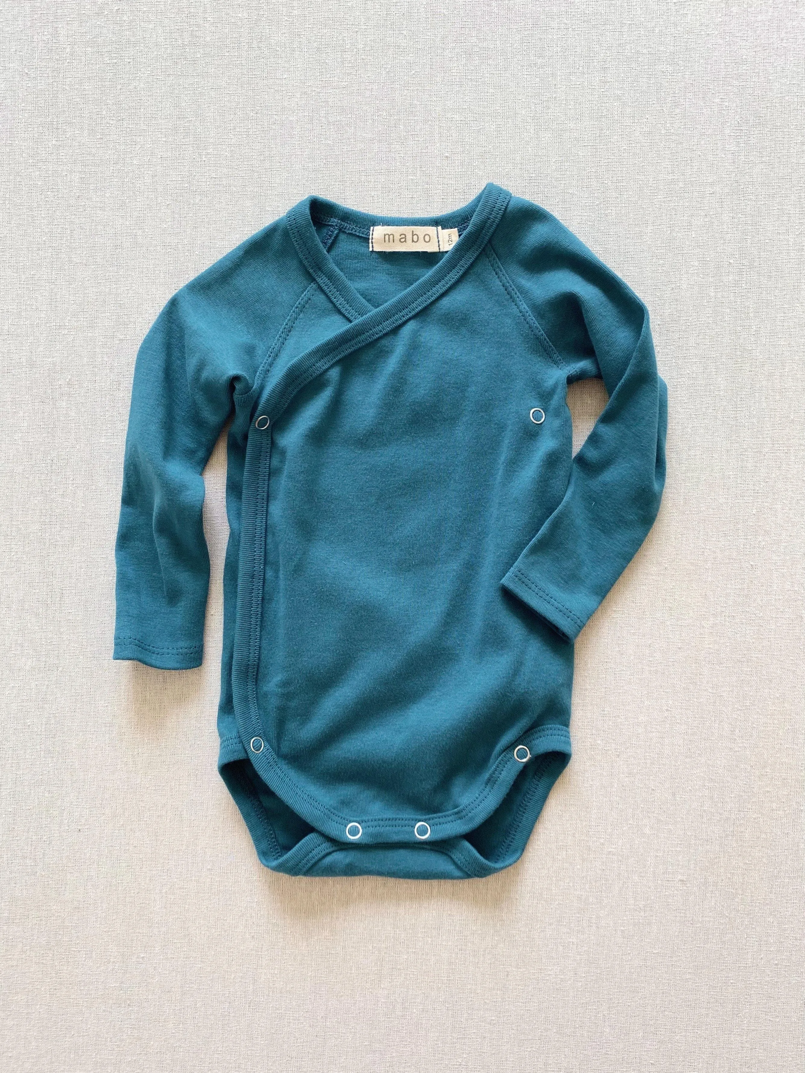 organic cotton wrap onesie - azure