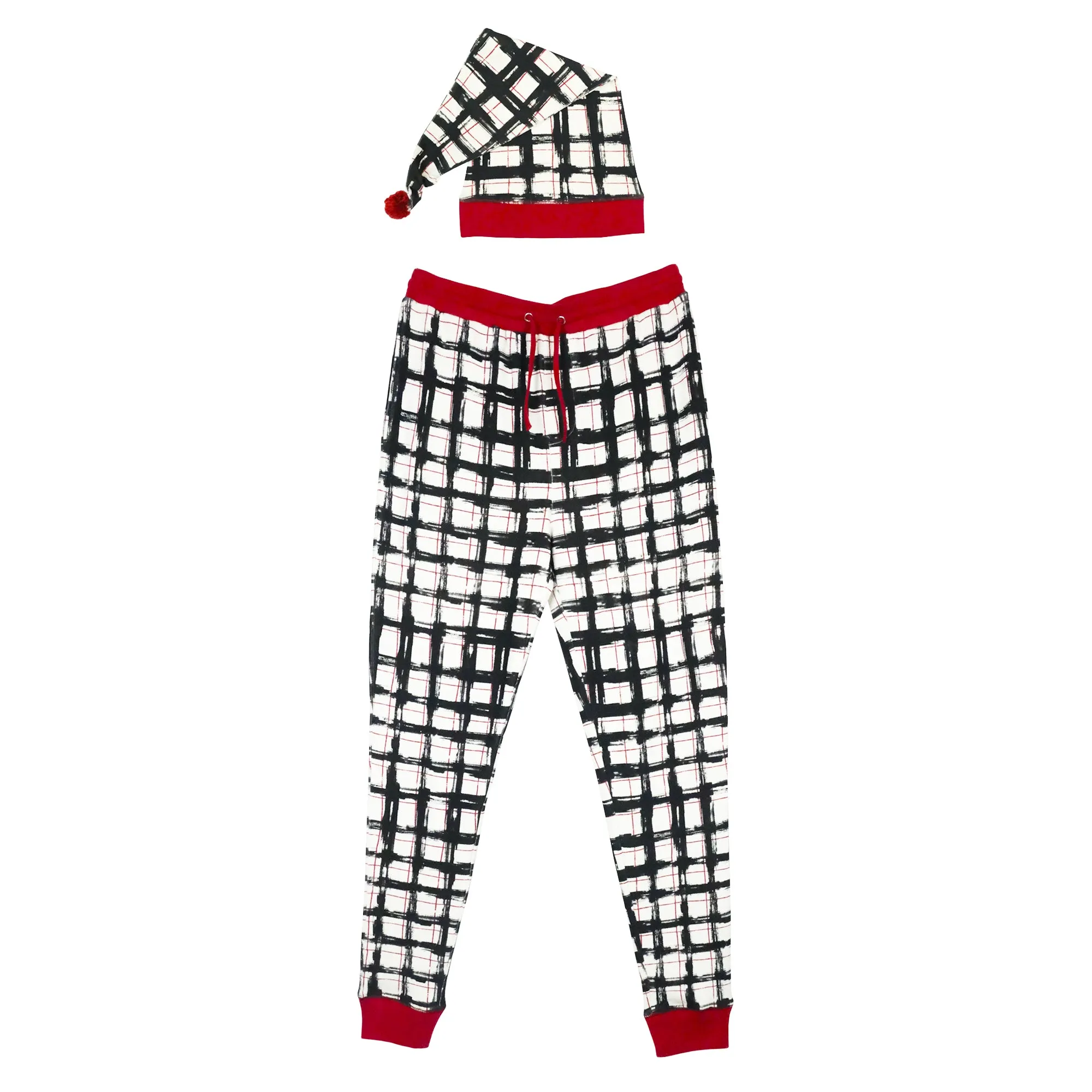 Organic Holiday Men's Jogger & Cap Set in Christmas Day Plaid