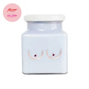 Pink Ribbon Lilac Boobs Square Candle