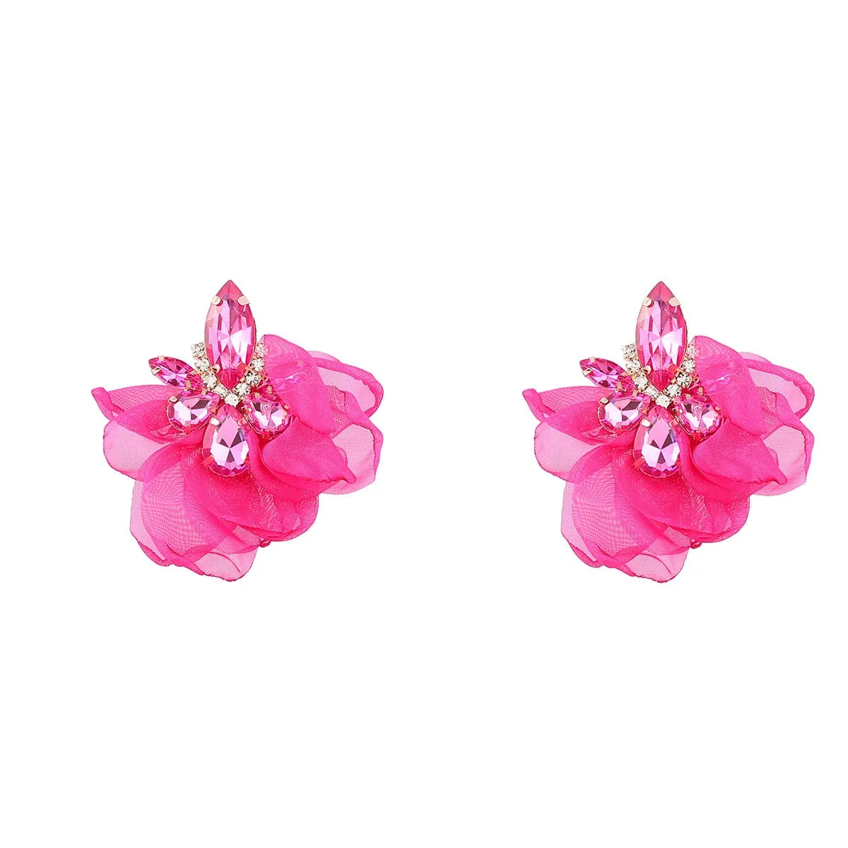 Pre Order:  Elegant Vintage Alloy Diamond Flower Earrings