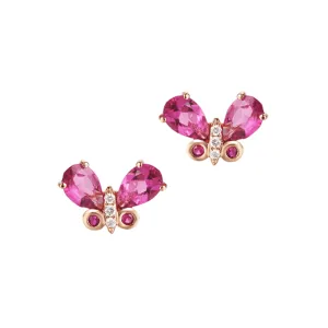 "Dulcie" Pink Butterfly 14K Rose Gold Studs