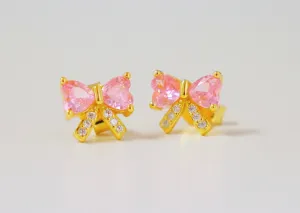 SCARLETT Pink Bow Stud Earrings