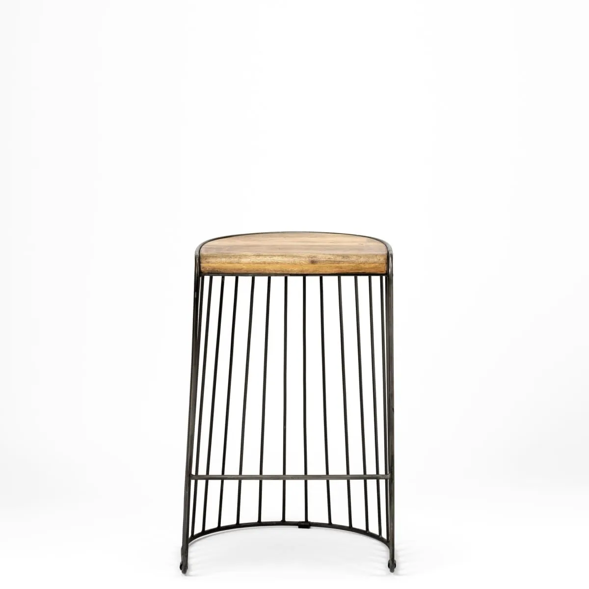 Seagram Bar Counter Stool Brown Wood | Black Metal | Counter