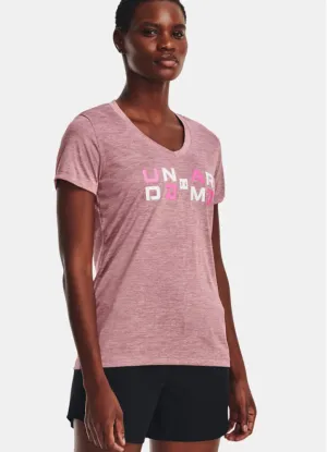 SS Tech Twist Graphic Top in Pink by Under Armour