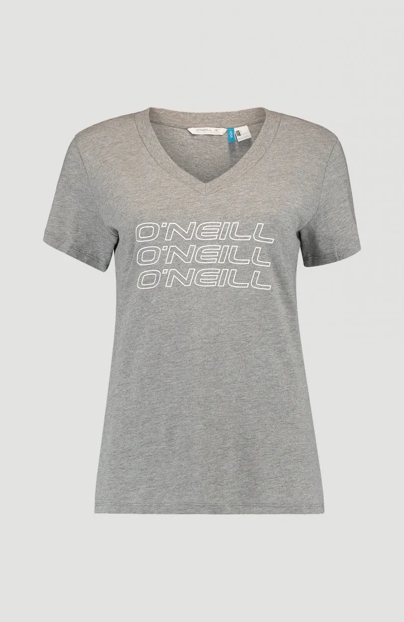 Triple Stack V-Neck T-Shirt | Silver Melee -A