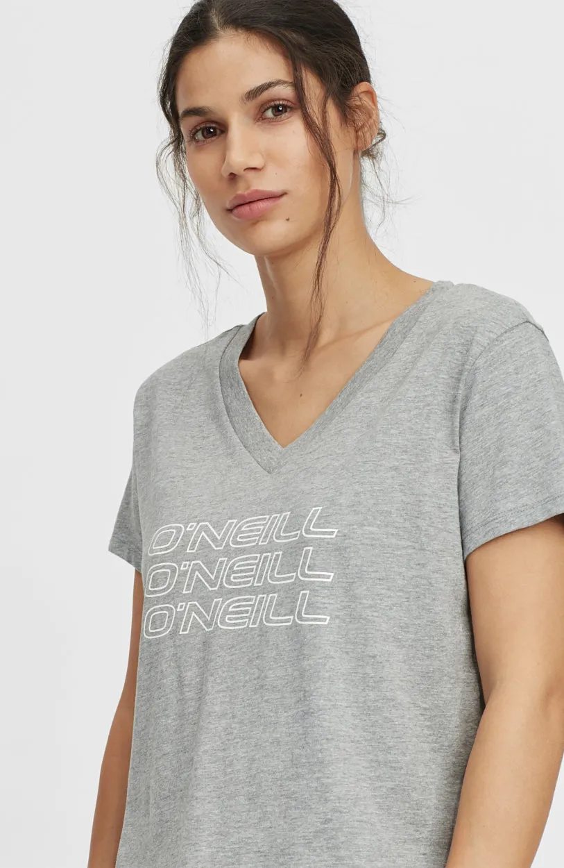 Triple Stack V-Neck T-Shirt | Silver Melee -A